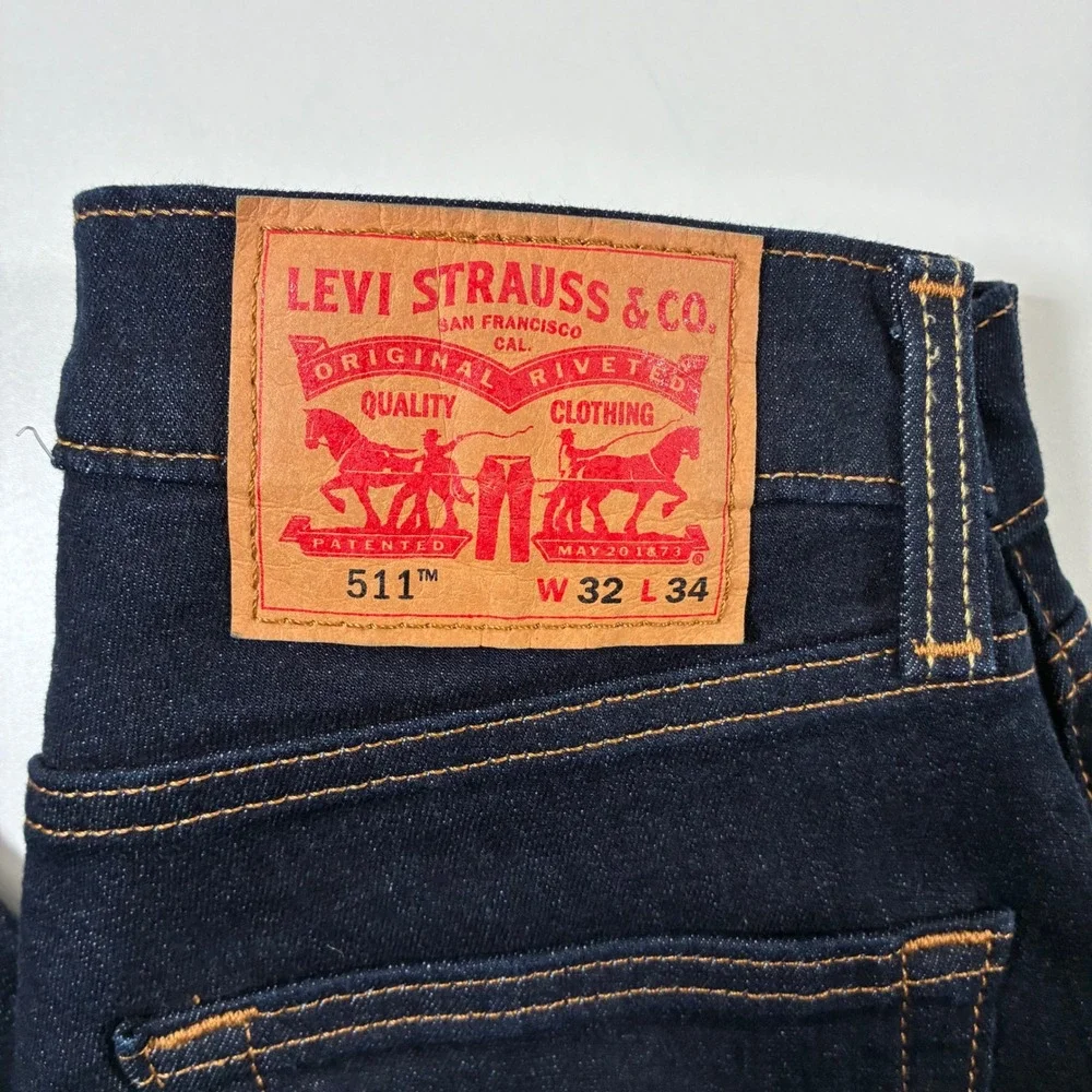 NEW Levi's 511 Slim Fit Jeans 32x34 Dark Indigo Stretch Denim USA Cowboy
